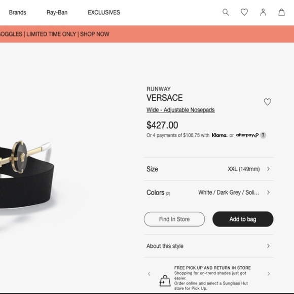 Versace Medusa Metal Aviator Sunglasses - Picture 3 of 6